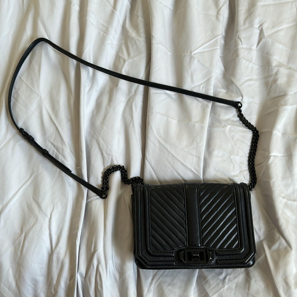 Rebecca Minkoff Leather Chevron Quilted Small Love Crossbody